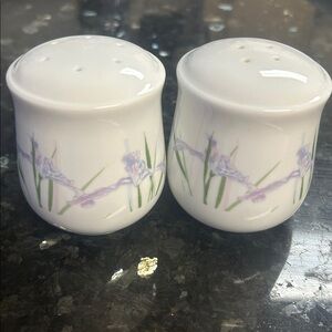 Set of Vintage Corelle Shadow Iris Salt and Pepper Shakers 1970s